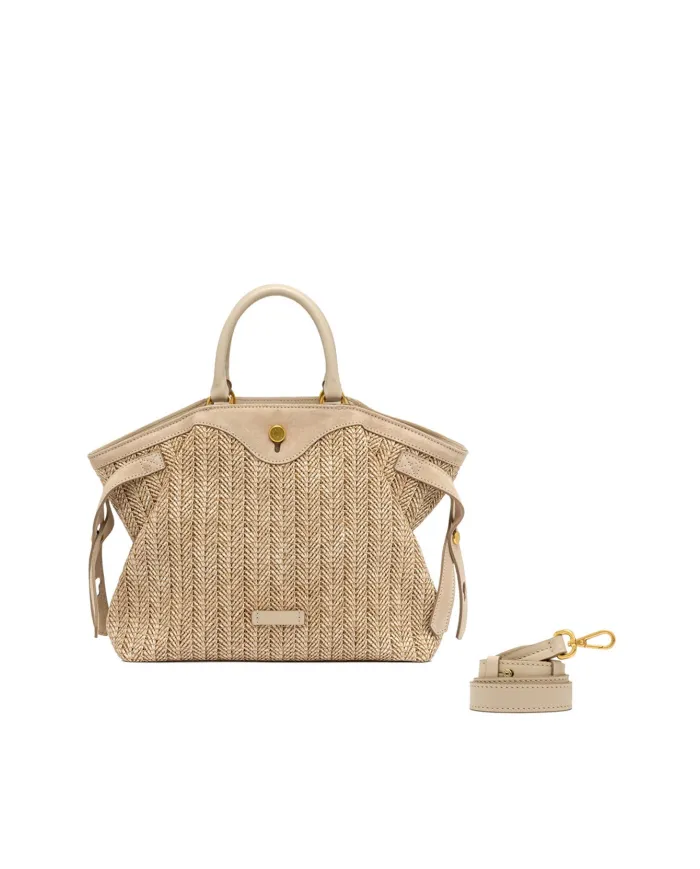 Gianni Chiarini Borsa in paglia e pelle Claudette Sabbia
