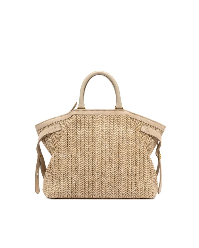 Gianni Chiarini Borsa in paglia e pelle Claudette Sabbia