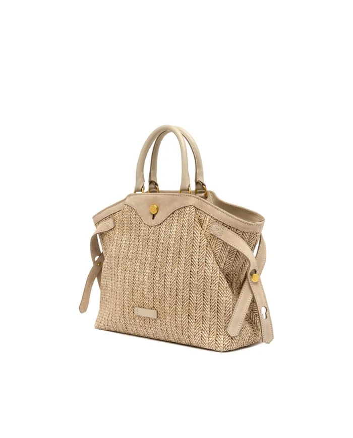Gianni Chiarini Borsa in paglia e pelle Claudette Sabbia