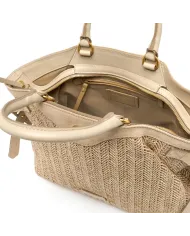 Gianni Chiarini Borsa in paglia e pelle Claudette Sabbia