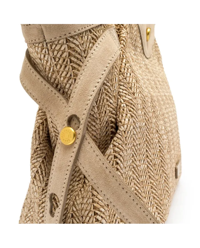 Gianni Chiarini Borsa in paglia e pelle Claudette Sabbia