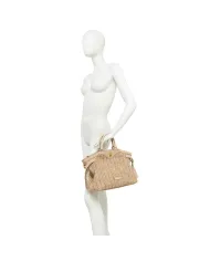 Gianni Chiarini Borsa in paglia e pelle Claudette Sabbia