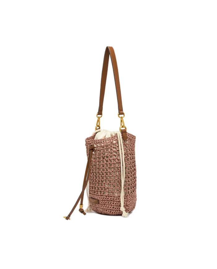 Gianni Chiarini Borsa Secchiello in Paglia Crochet Nefeli Rosa
