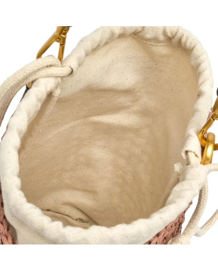 Gianni Chiarini Borsa Secchiello in Paglia Crochet Nefeli Rosa