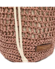 Gianni Chiarini Borsa Secchiello in Paglia Crochet Nefeli Rosa