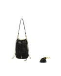 Gianni Chiarini Borsa Secchiello in Paglia Crochet Nefeli Nero