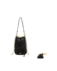 Gianni Chiarini Borsa Secchiello in Paglia Crochet Nefeli Nero