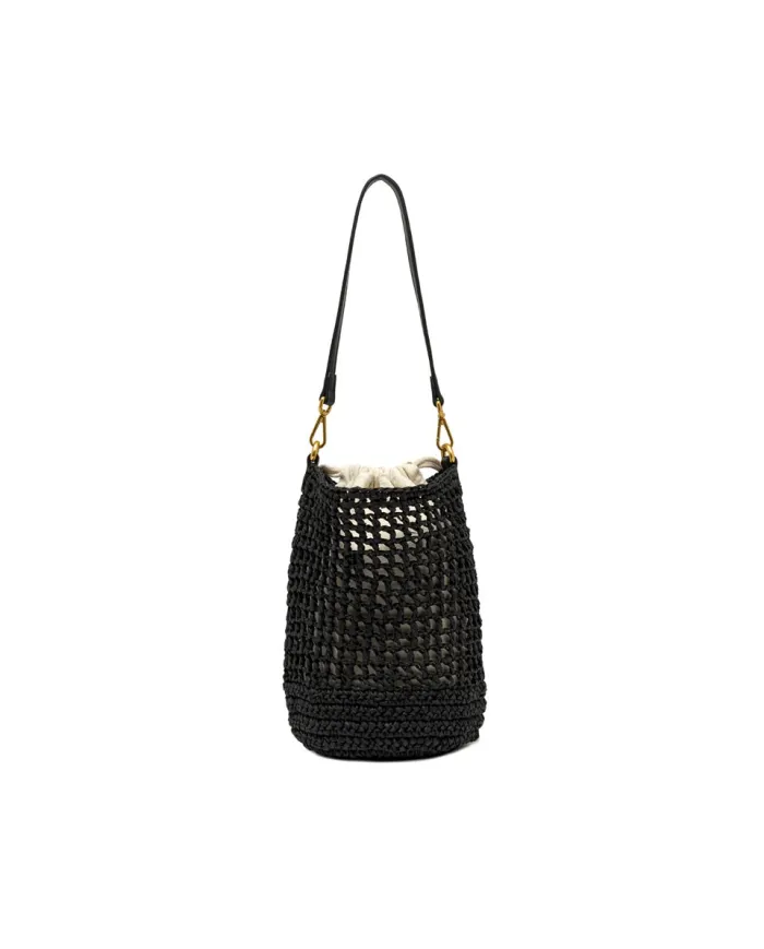 Gianni Chiarini Borsa Secchiello in Paglia Crochet Nefeli Nero