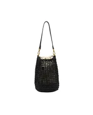 Gianni Chiarini Borsa Secchiello in Paglia Crochet Nefeli Nero