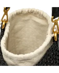 Gianni Chiarini Borsa Secchiello in Paglia Crochet Nefeli Nero