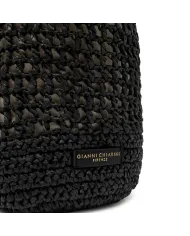 Gianni Chiarini Borsa Secchiello in Paglia Crochet Nefeli Nero