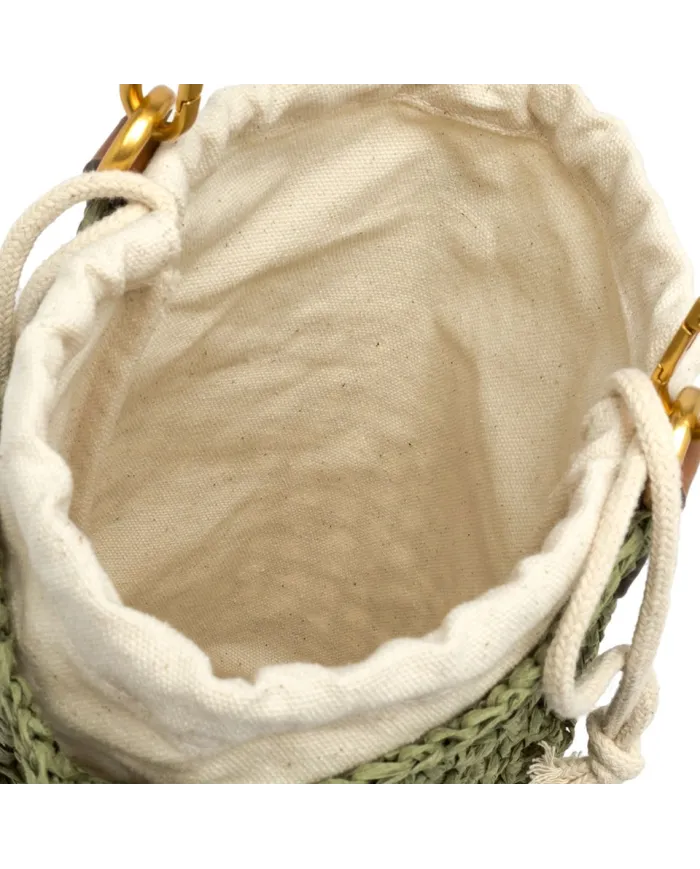 Gianni Chiarini Borsa Secchiello in Paglia Crochet Nefeli Verde