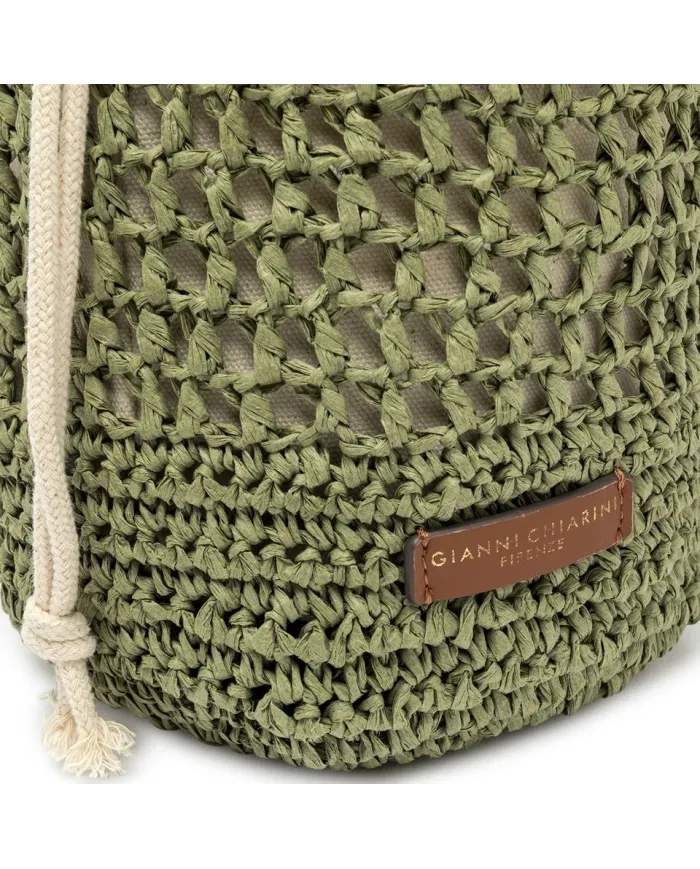 Gianni Chiarini Borsa Secchiello in Paglia Crochet Nefeli Verde