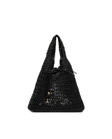 Gianni Chiarini Borsa rafia crochet Nefeli Nero