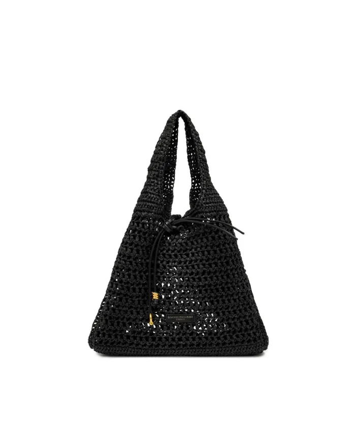Gianni Chiarini Borsa rafia crochet Nefeli Nero