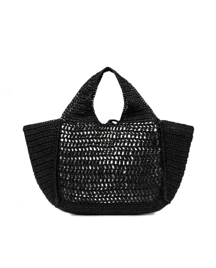 Gianni Chiarini Borsa rafia crochet Nefeli Nero