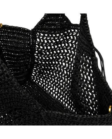 Gianni Chiarini Borsa rafia crochet Nefeli Nero