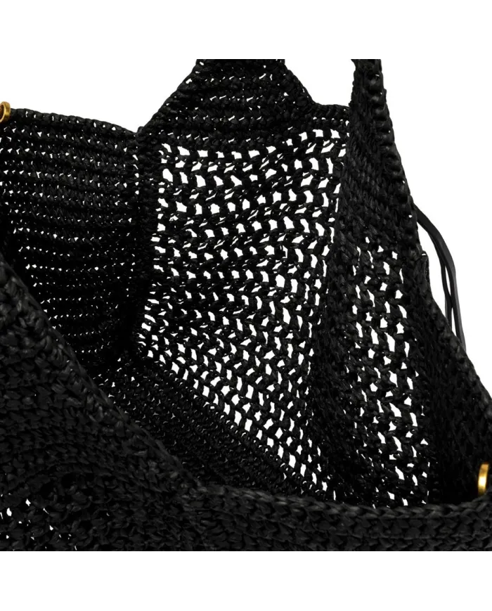 Gianni Chiarini Borsa rafia crochet Nefeli Nero