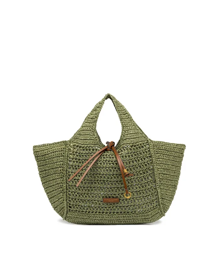 Gianni Chiarini Borsa rafia crochet Nefeli Verde
