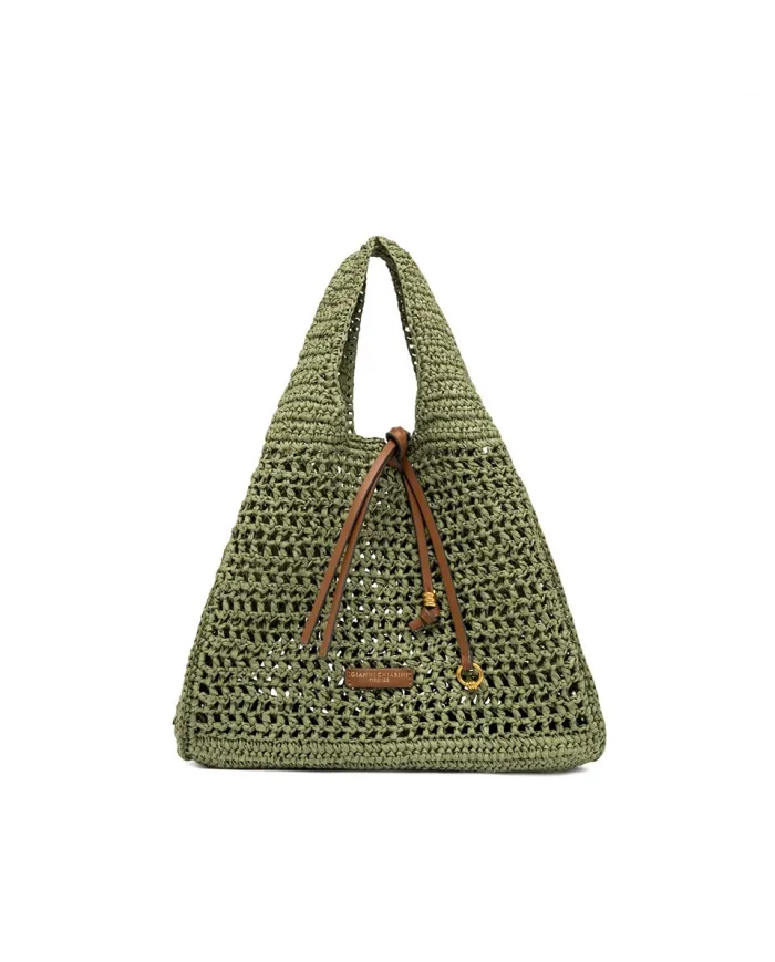 Gianni Chiarini Borsa rafia crochet Nefeli Verde