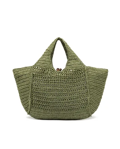Gianni Chiarini Borsa rafia crochet Nefeli Verde