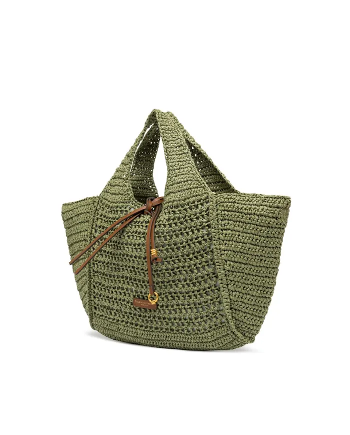 Gianni Chiarini Borsa rafia crochet Nefeli Verde