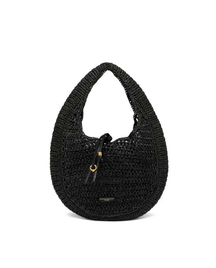 Gianni Chiarini Borsa rafia crochet Nefeli Nero