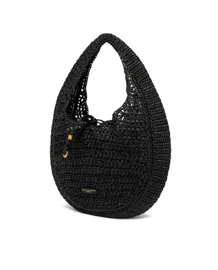 Gianni Chiarini Borsa rafia crochet Nefeli Nero