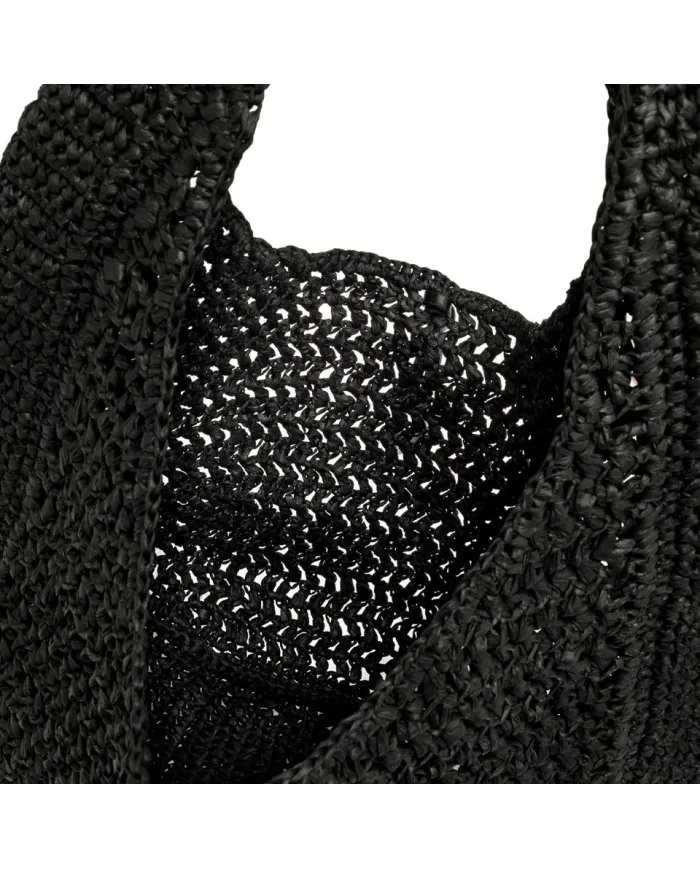 Gianni Chiarini Borsa rafia crochet Nefeli Nero