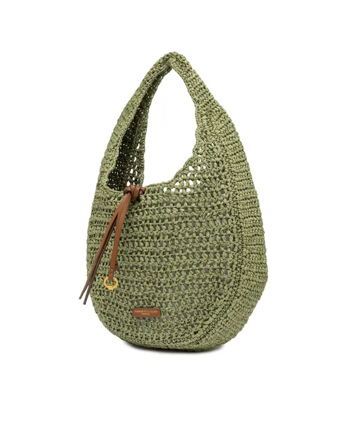 Gianni Chiarini Borsa rafia crochet Nefeli Verde