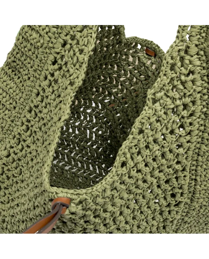 Gianni Chiarini Borsa rafia crochet Nefeli Verde