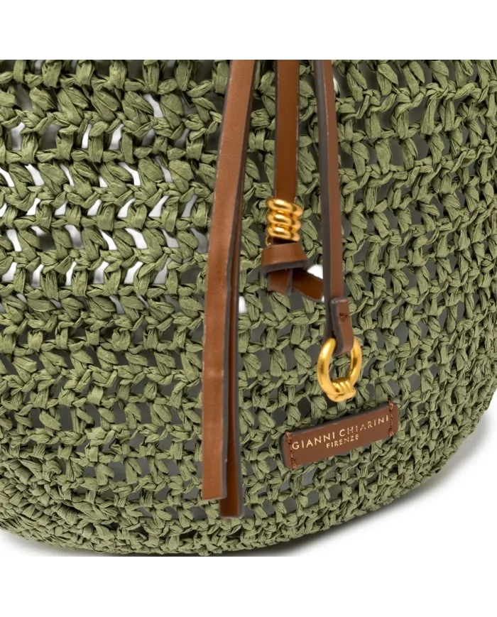 Gianni Chiarini Borsa rafia crochet Nefeli Verde