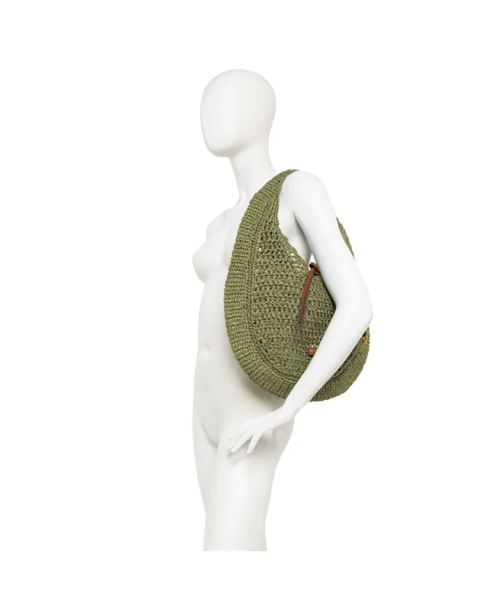 Gianni Chiarini Borsa rafia crochet Nefeli Verde