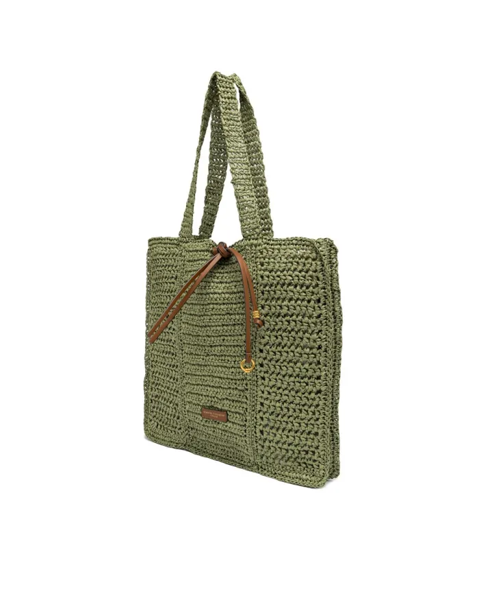 Gianni Chiarini Borsa rafia crochet Nefeli Verde