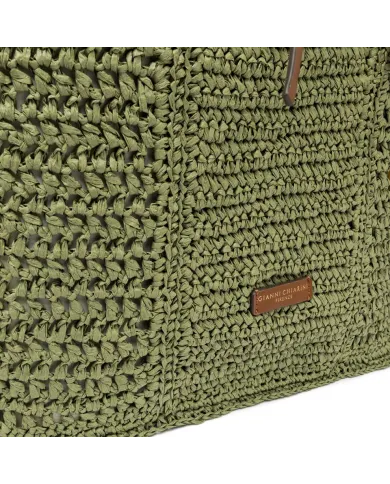 Gianni Chiarini Borsa rafia crochet Nefeli Verde