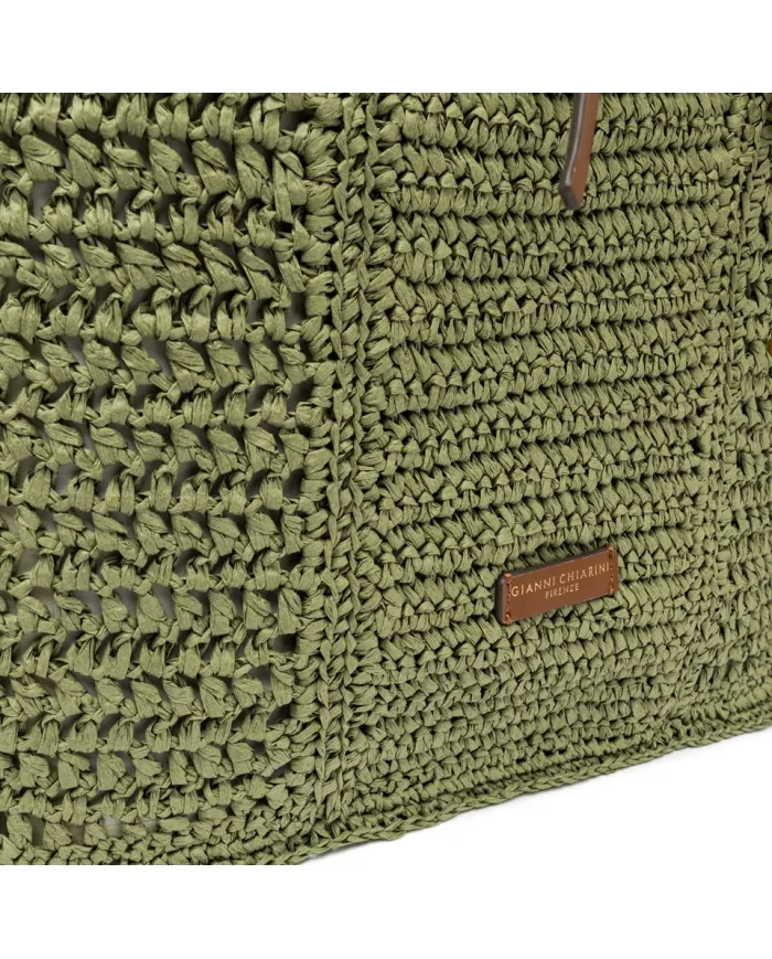 Gianni Chiarini Borsa rafia crochet Nefeli Verde