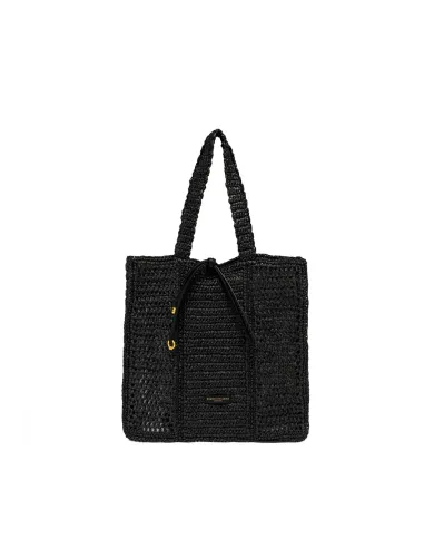 Gianni Chiarini Borsa rafia crochet Nefeli Nero