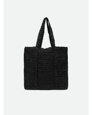 Gianni Chiarini Borsa rafia crochet Nefeli Nero
