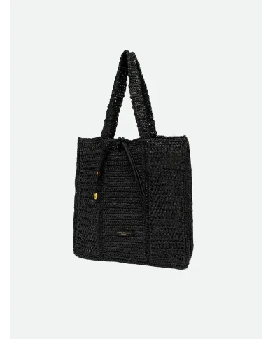 Gianni Chiarini Borsa rafia crochet Nefeli Nero