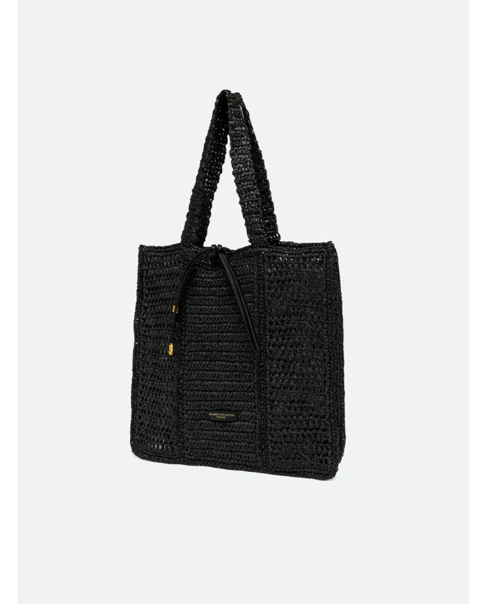 Gianni Chiarini Borsa rafia crochet Nefeli Nero
