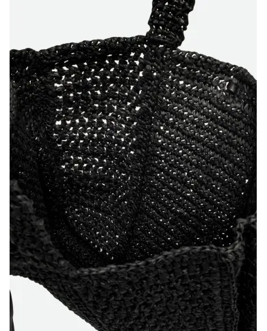 Gianni Chiarini Borsa rafia crochet Nefeli Nero