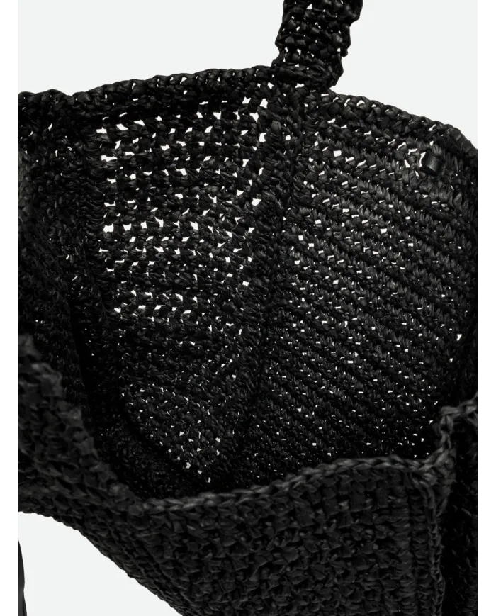 Gianni Chiarini Borsa rafia crochet Nefeli Nero