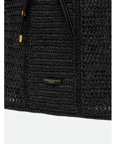 Gianni Chiarini Borsa rafia crochet Nefeli Nero