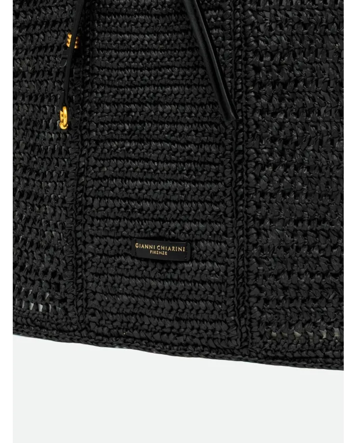 Gianni Chiarini Borsa rafia crochet Nefeli Nero