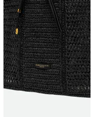 Gianni Chiarini Borsa rafia crochet Nefeli Nero