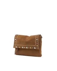 Gianni Chiarini Borsa scamosciata Elisa in Pelle con Pattina e Maxi Borchie Cuoio