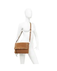 Gianni Chiarini Borsa scamosciata Elisa in Pelle con Pattina e Maxi Borchie Cuoio