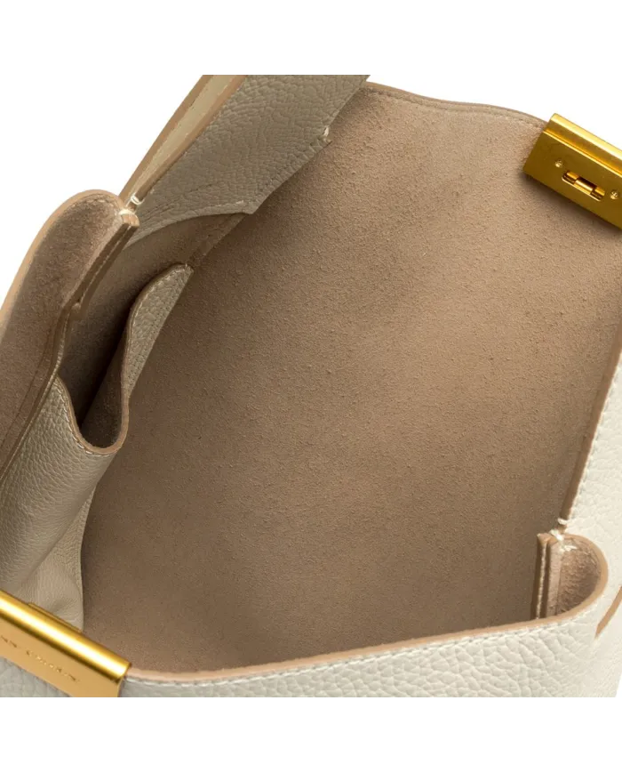 Gianni Chiarini Borsa a Spalla grande Jo in Pelle Martellata Avorio