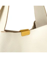 Gianni Chiarini Borsa a Spalla grande Jo in Pelle Martellata Avorio