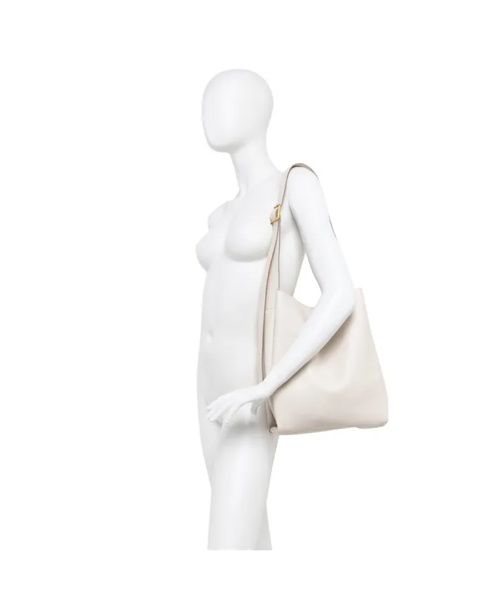 Gianni Chiarini Borsa a Spalla grande Jo in Pelle Martellata Avorio
